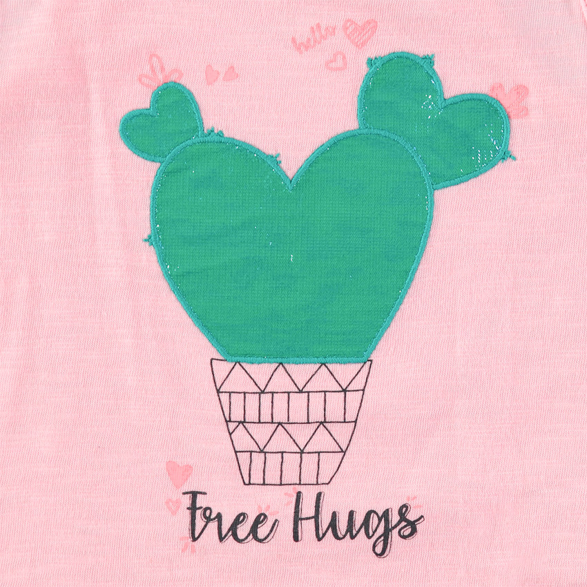 Débardeur rose avec cactus et message printés  