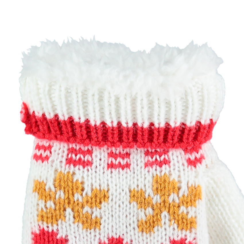 Ensemble bonnet et gants en tricot doublés sherpa bonhomme de neige 