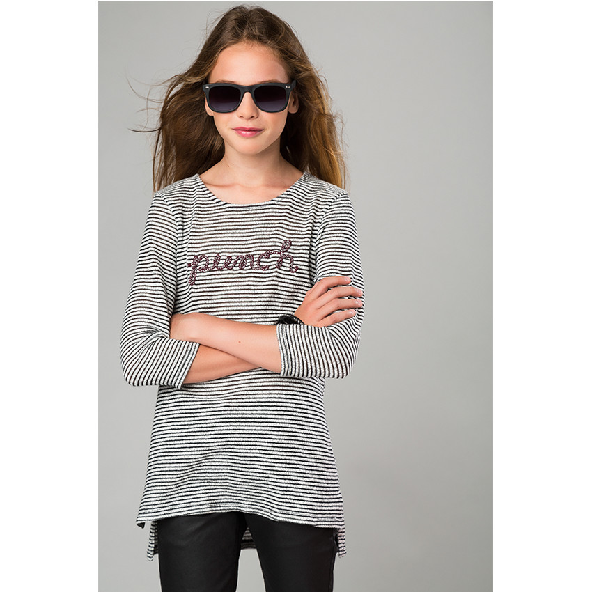 Tuniek met strepen met borduursel 