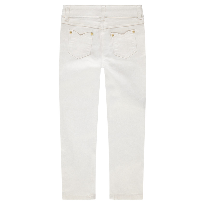 Pantalon en twill avec enduction pailletée et étoiles brodées 