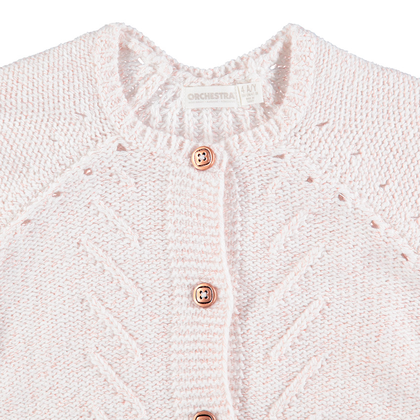 Gilet en tricot avec jeux de mailles et pans arrondis 