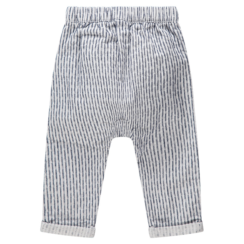 Pantalon à rayures verticales fantaisie et poche kangourou 