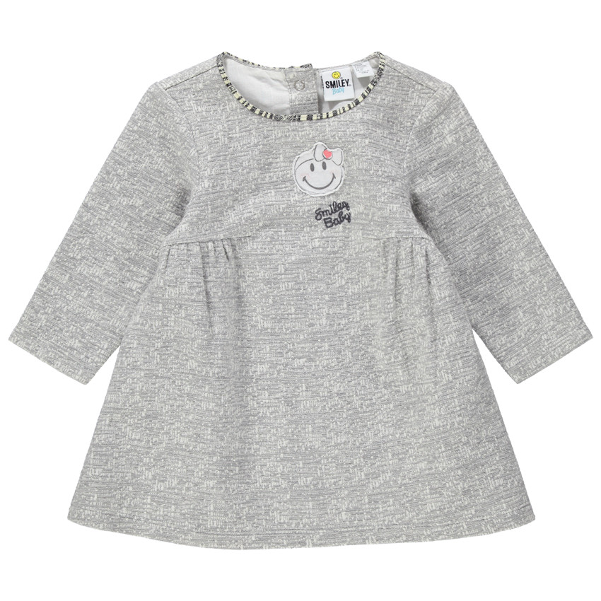 Robe manches longues en maille fantaisie avec Smiley printé 