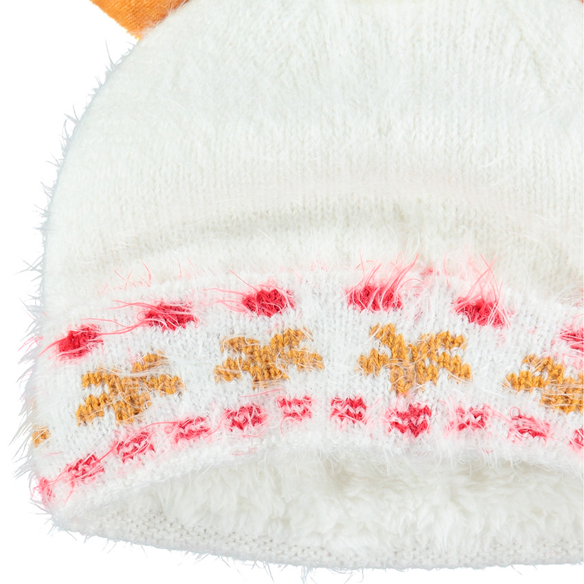 Ensemble bonnet et gants en tricot doublés sherpa bonhomme de neige 