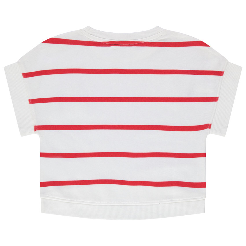 Sweat en molleton manches courtes avec badges en bouclette 