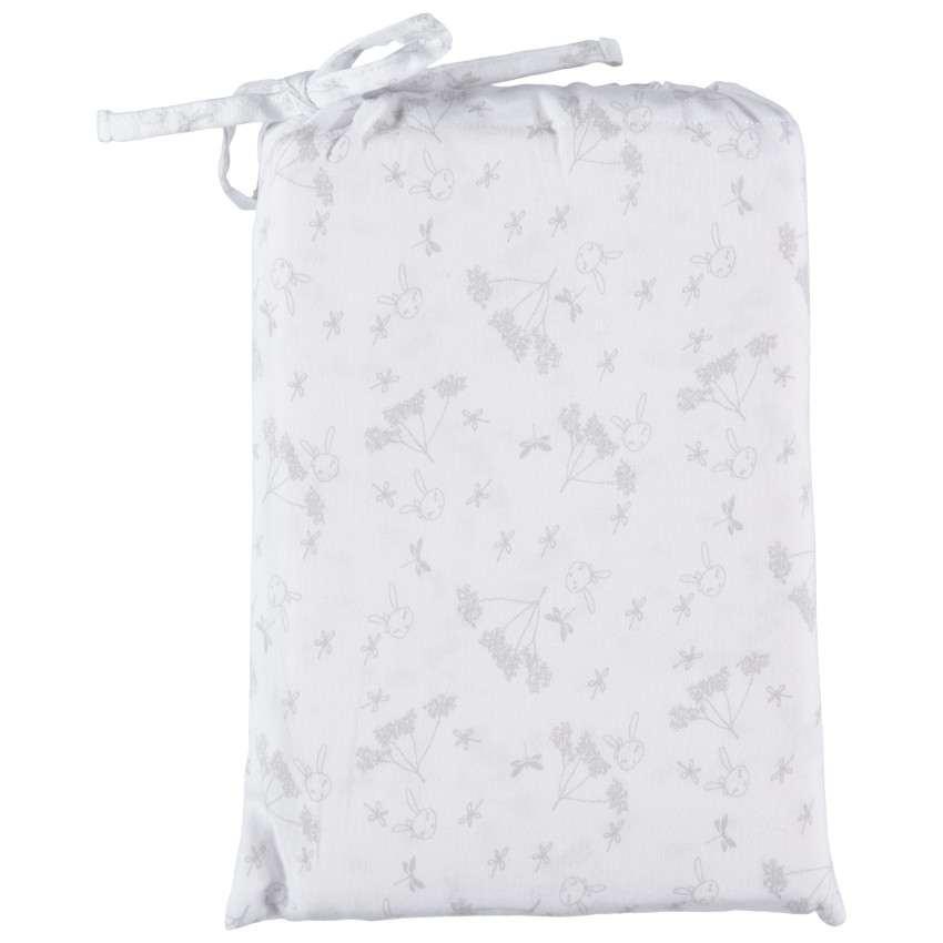 Set housse de couette et taie d'oreiller imprimé lapin et fleurs 