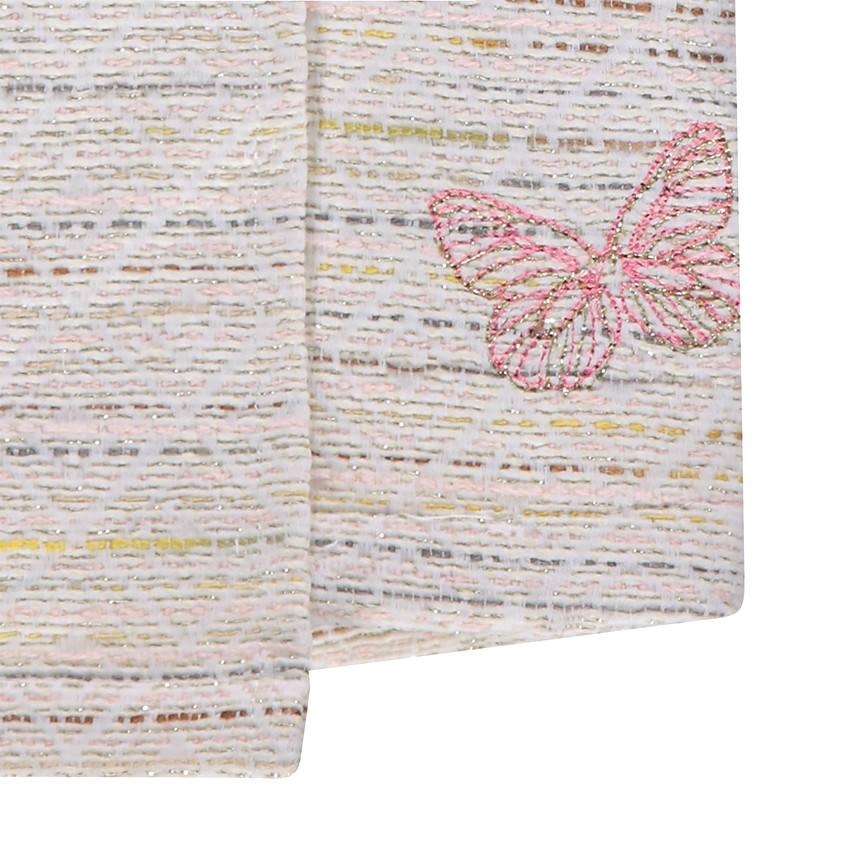 Jupe portefeuille en coton effet tweed avec papillon brodé 