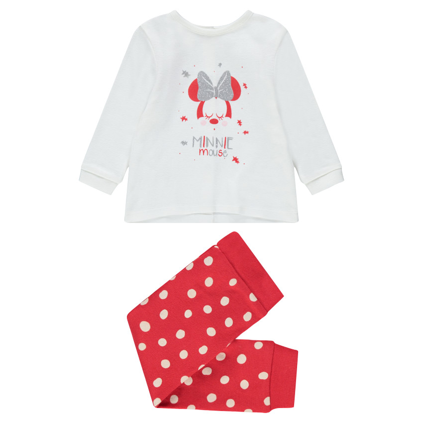 Pyjama en jersey avec print Minnie Disney et bas imprimé pois 