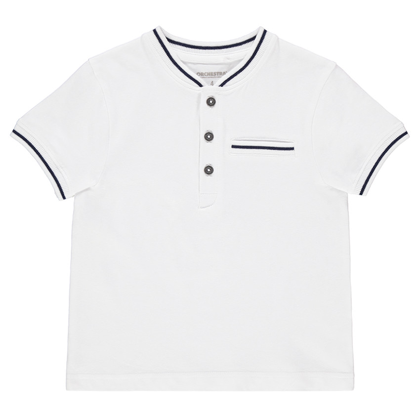 Polo manches courtes en coton avec détails en bord-côte 