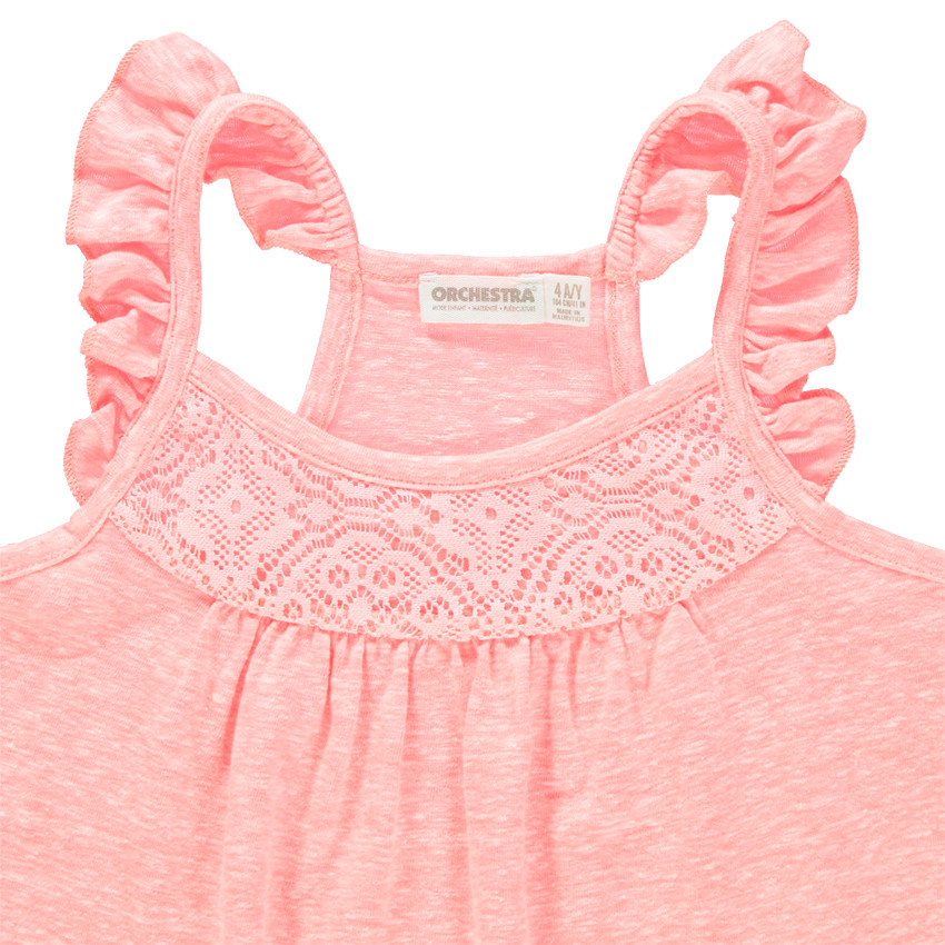 Débardeur en coton chiné avec bretelles volantées 