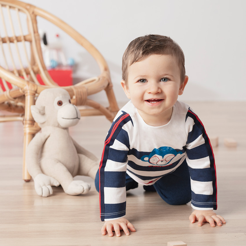 Ensemble avec tee-shirt manches longues print singe et pantalon en molleton 