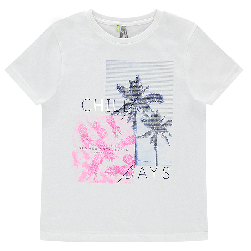 Junior - Tee-shirt manches courtes en jersey avec ananas et palmiers 