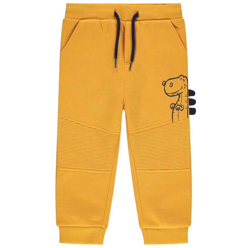 Pantalon de jogging en molleton uni jaune print dinosaure 