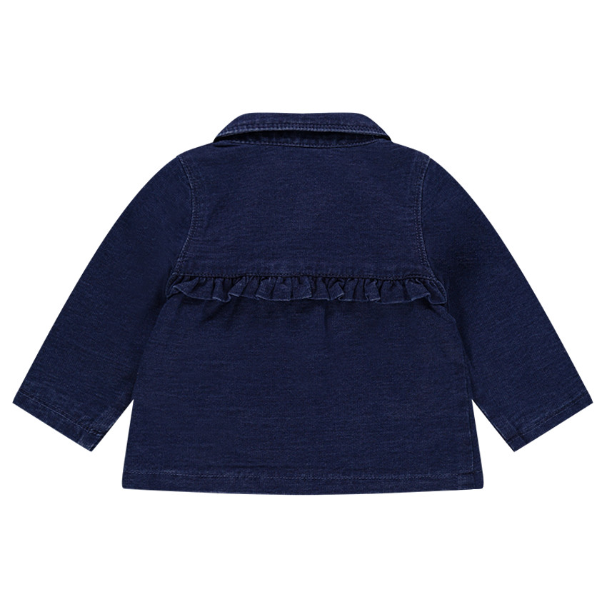 Veste en molleton effet jeans avec doublure à pois et motifs brodés 