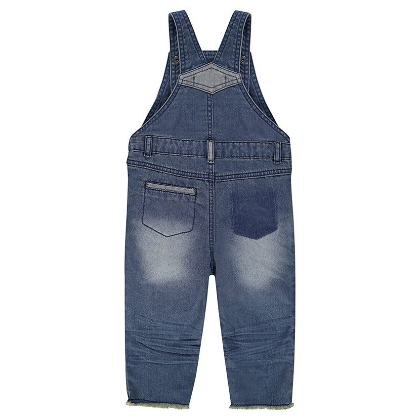 Salopette en molleton effet jeans avec lettre et hot dog patchés 