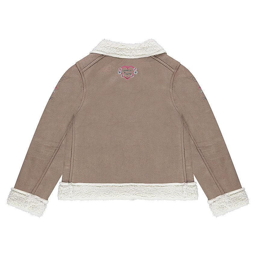 Perfecto effet peau retournée avec doublure sherpa et broderies 