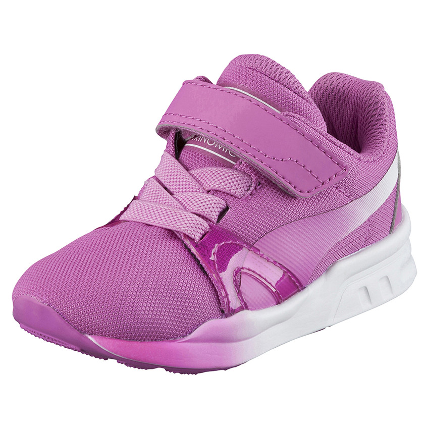 PUMA Baskets basses mauves à lacets élastiques et scratch 