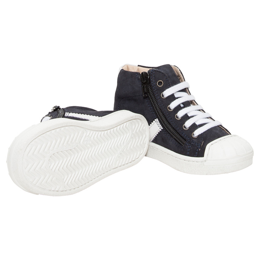 Baskets montantes en cuir suédé avec bande contrastée 