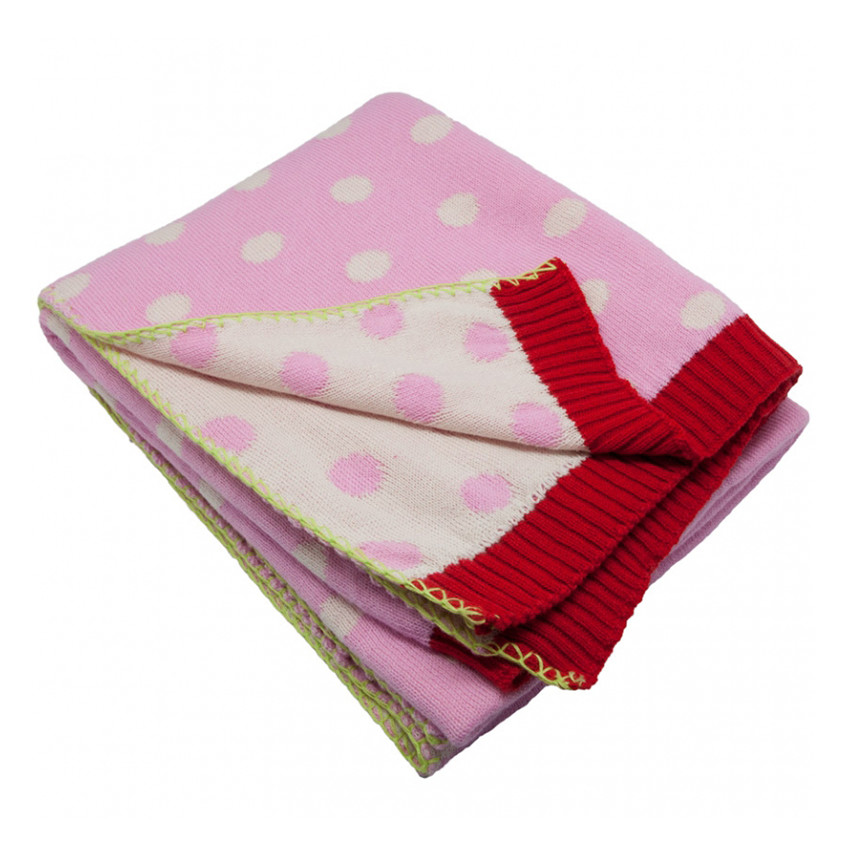 Couverture bébé à pois - Rose 
