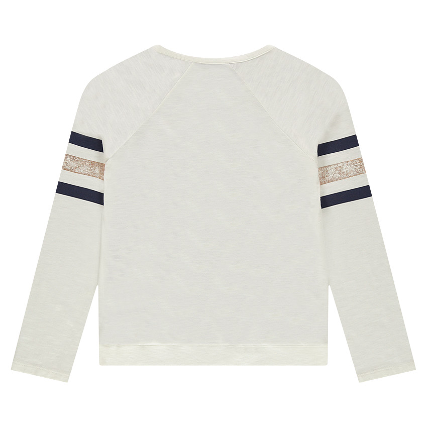Junior - tee-shirt manches longues en jersey slub à bandes et texte printés 