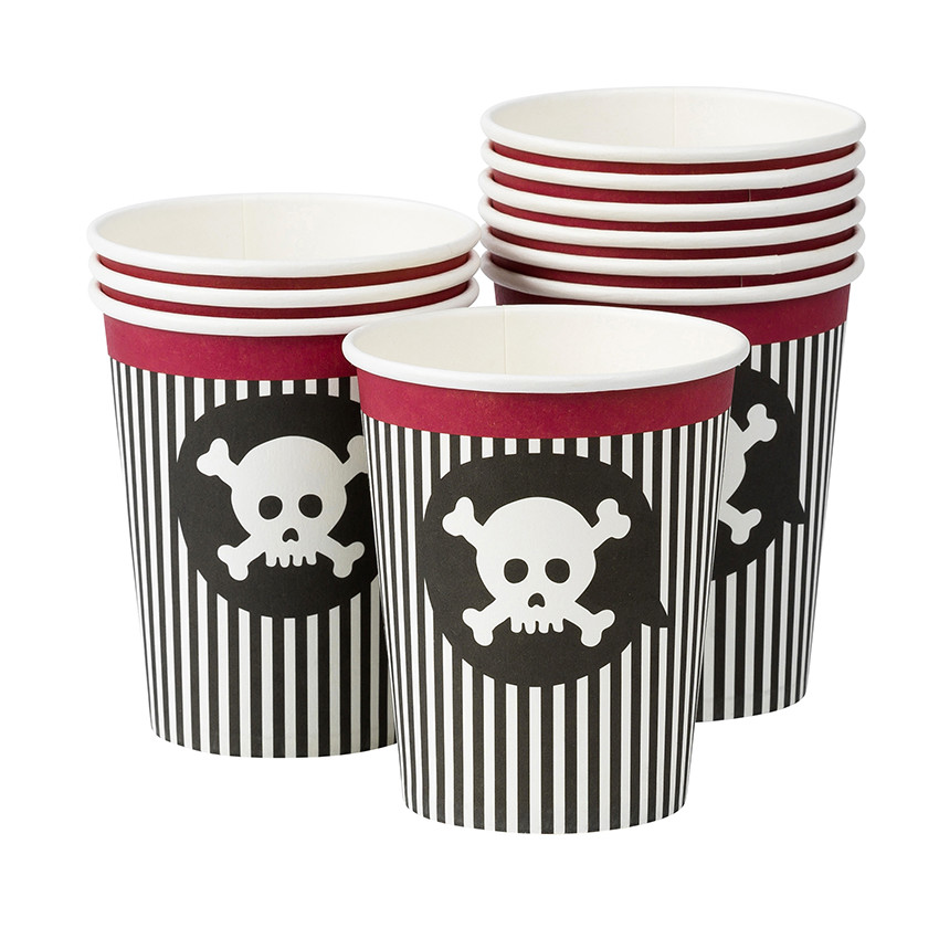 x 10 gobelets anniversaire Pirate motif tête de mort 