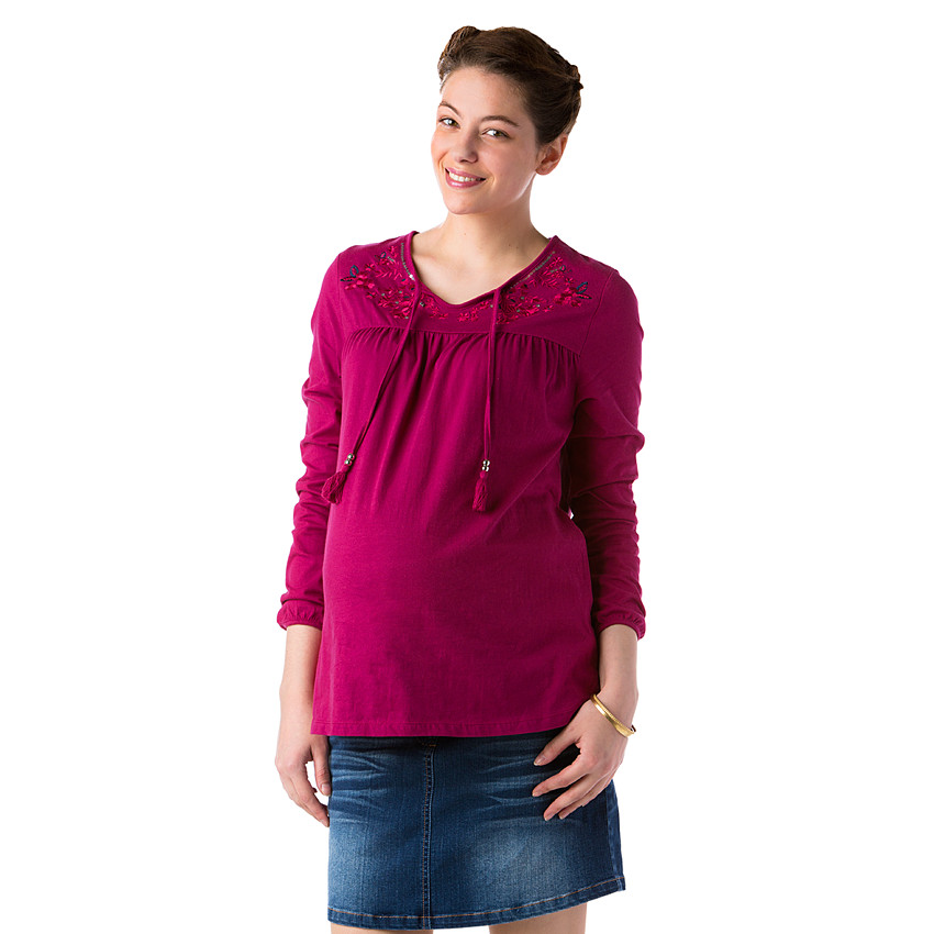 Blouse brodée de grossesse en jersey de coton 
