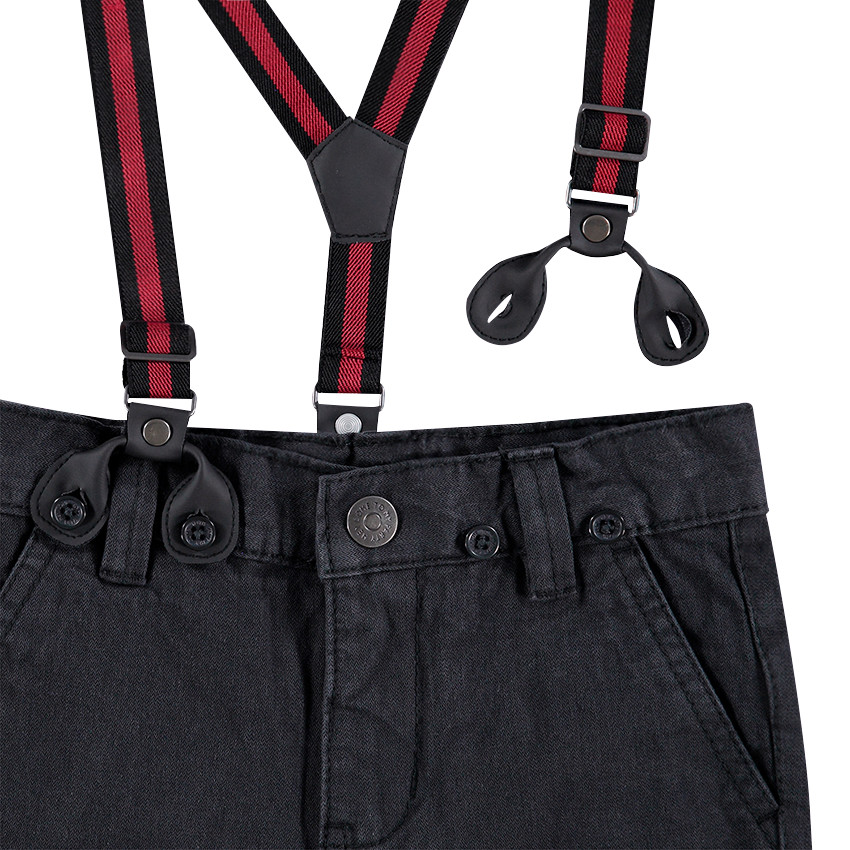 Junior - Pantalon en coton surteint avec bretelles amovibles 