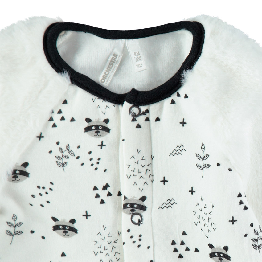 Combinaison en jersey avec manches en sherpa et animaux all-over 