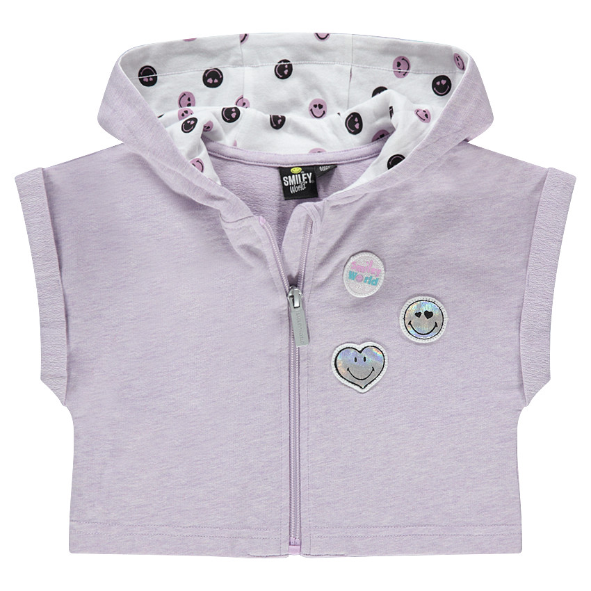 Gilet court en molleton avec badges et print Smiley 