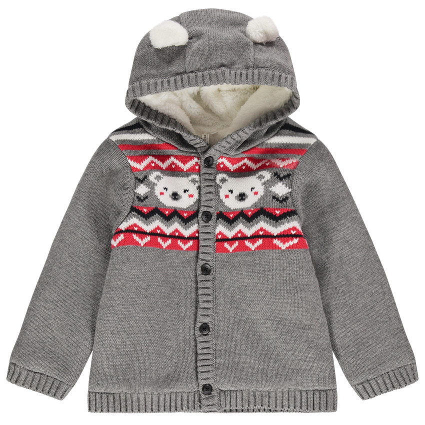 Veste en tricot doublée sherpa à motifs jacquard 