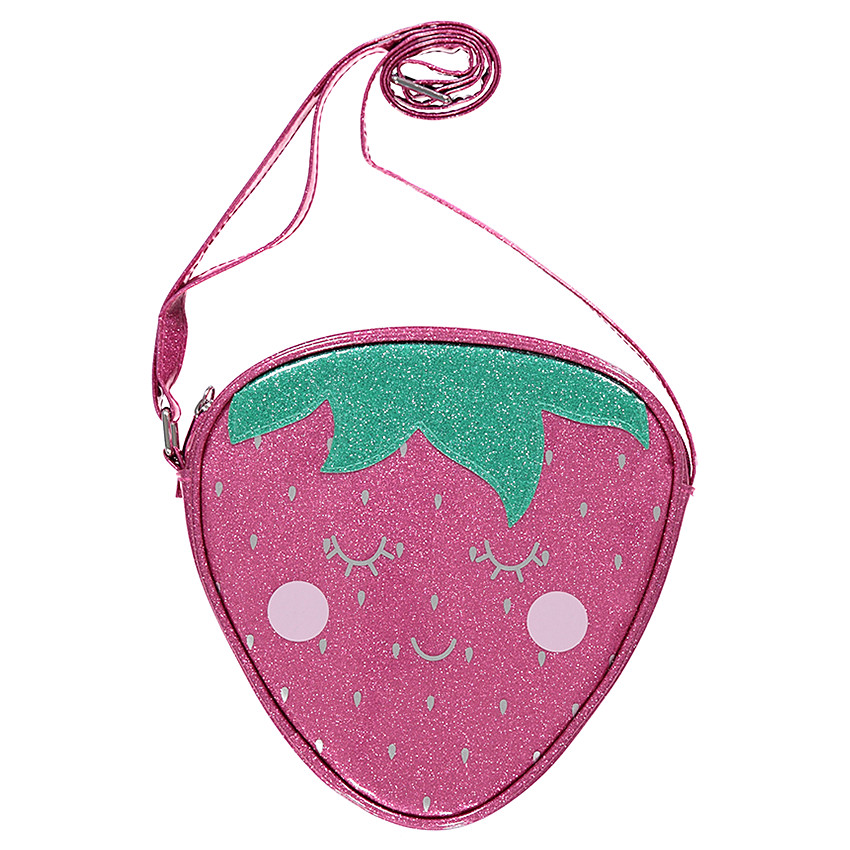 Sac bandoulière en forme de fraise avec paillettes all-over 