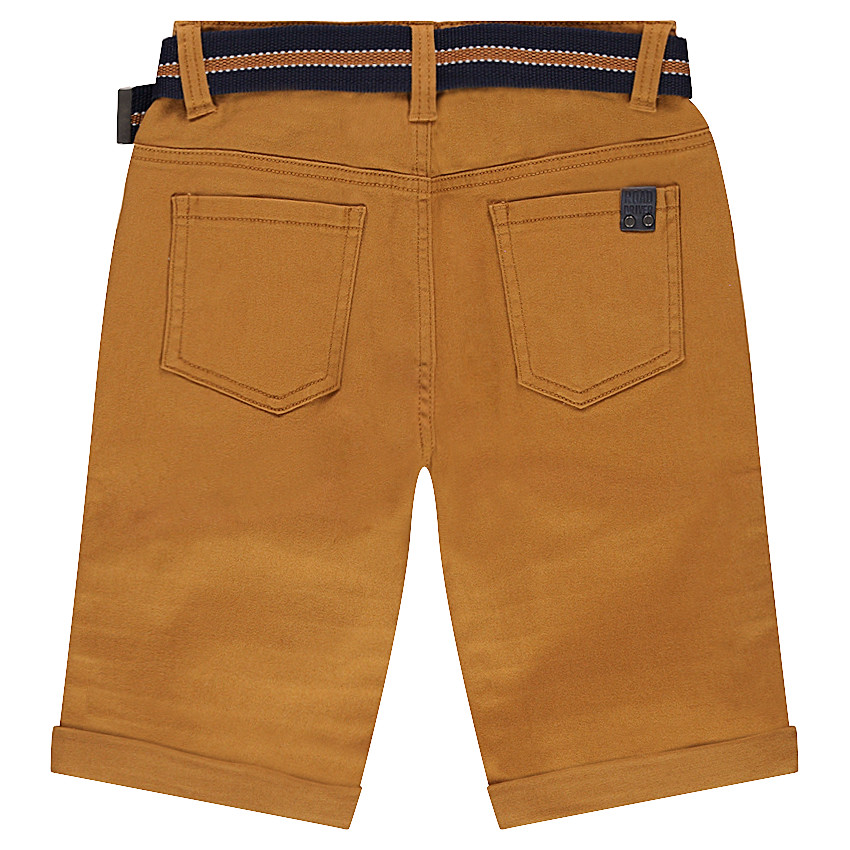 Junior - Bermuda en twill surteint ocre avec ceinture amovible 