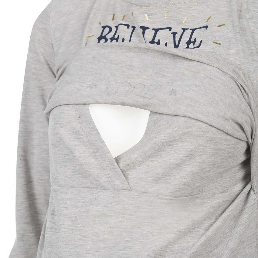 Tee-shirt d'allaitement manches longues avec inscriptions printées  