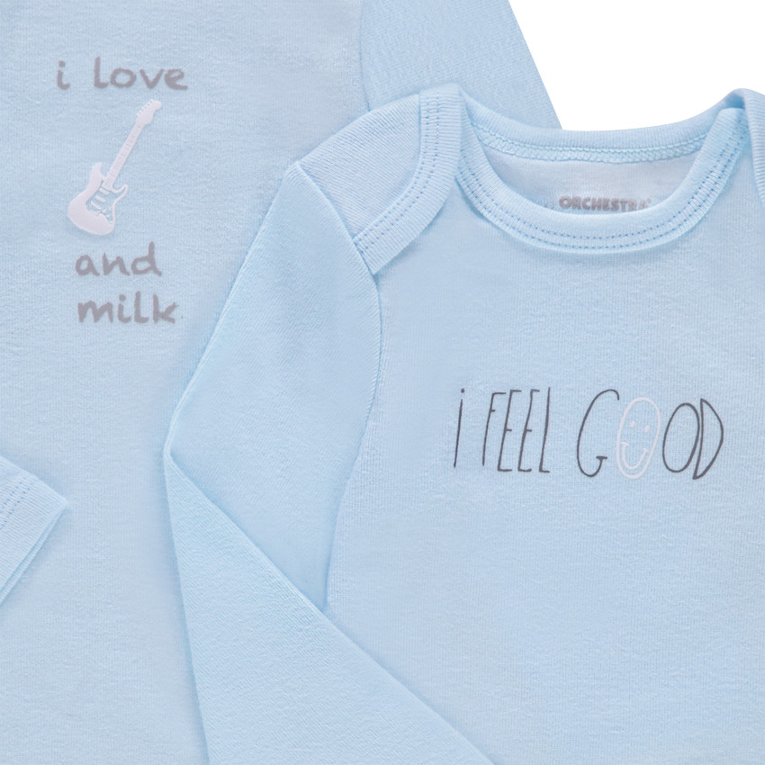 Lot de 3 bodies manches longues en jersey avec prints fantaisie 