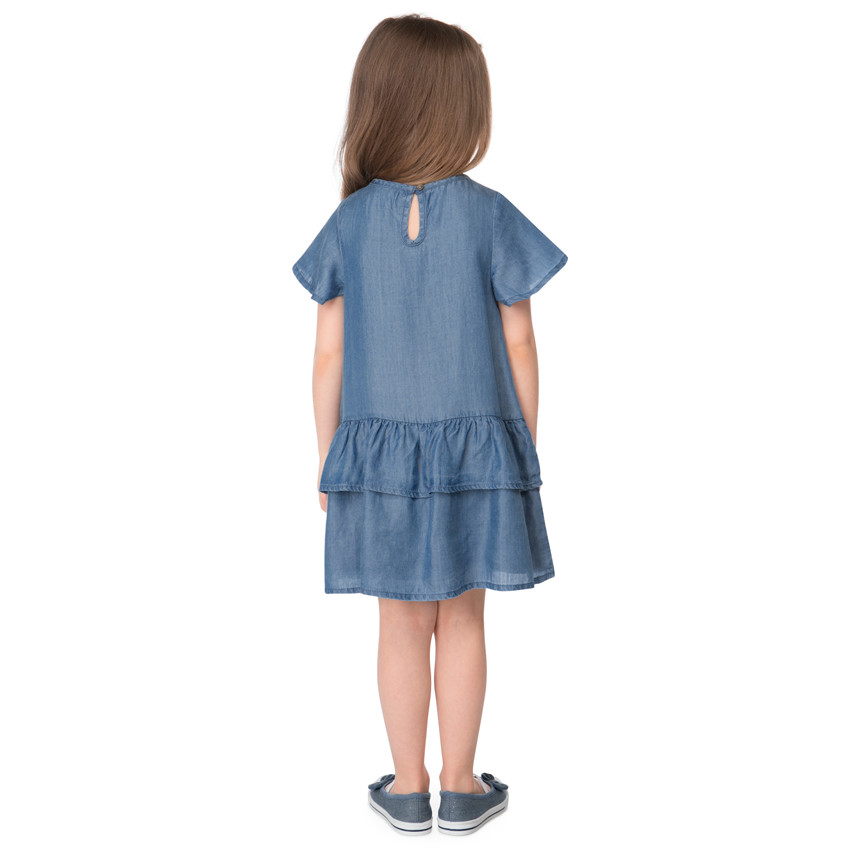 Robe volantée en Tencel avec fleurs brodées 