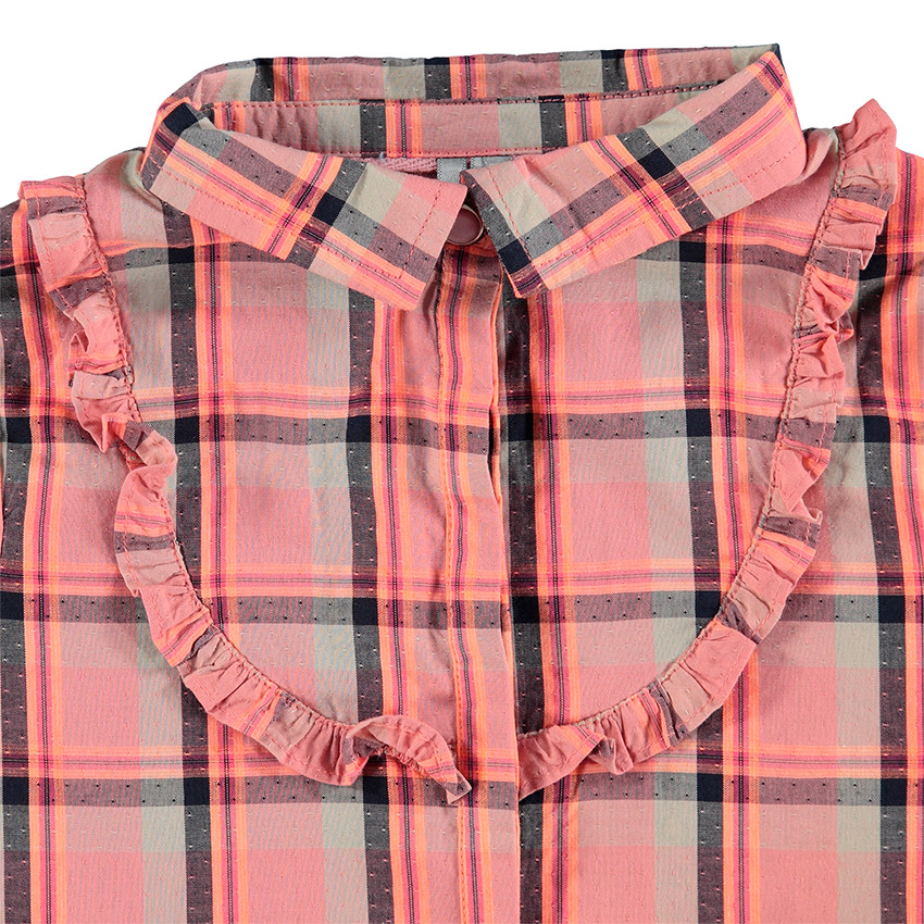 Robe manches longues à carreaux avec ceinture pailletée amovible 