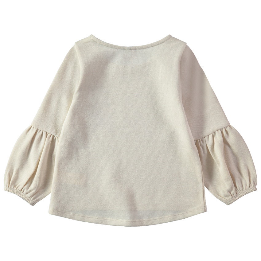 Sweat en molleton à manches ballon et broderie florale 