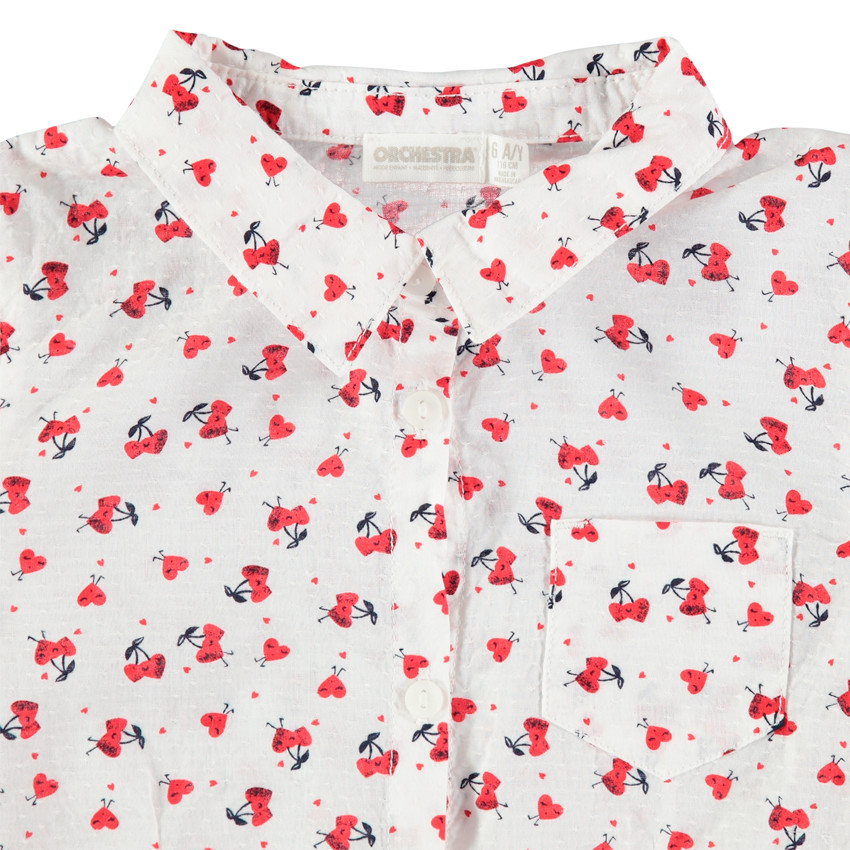 Chemise manches longues à coeurs imprimés all-over 