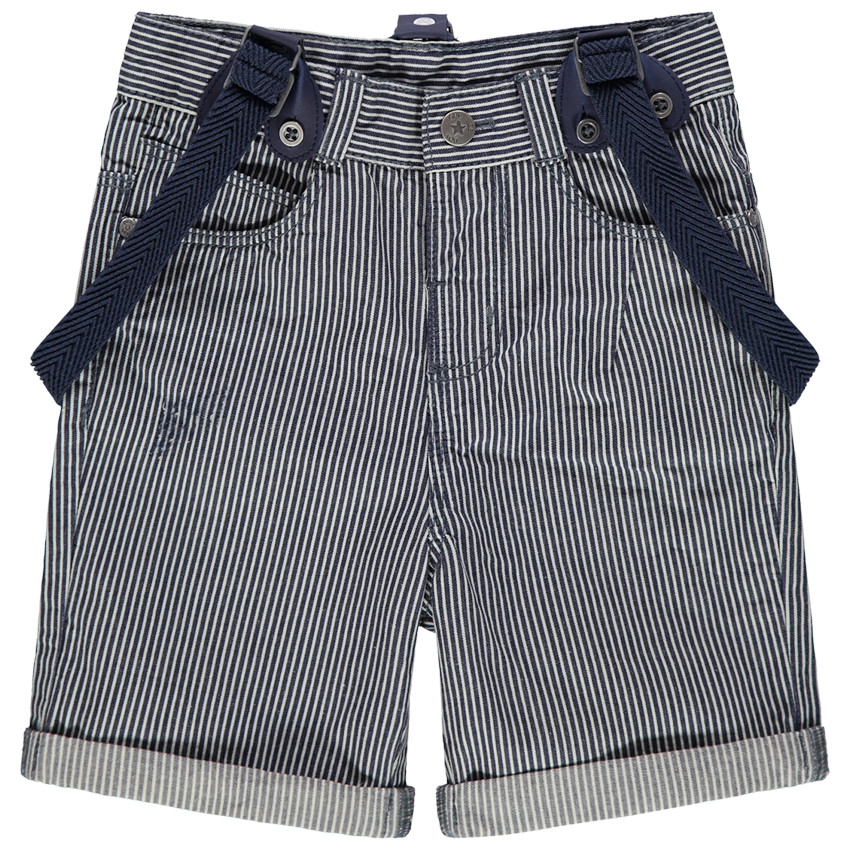 Bermuda à rayures verticales all-over et bretelles ajustables 
