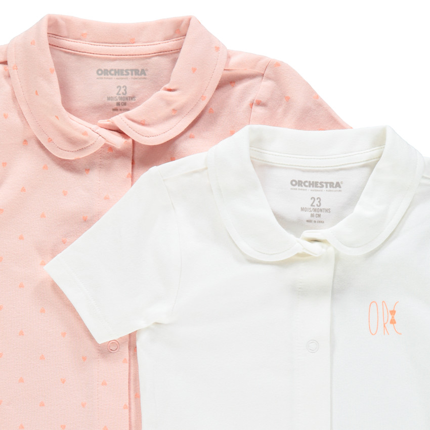 Lot de 2 bodies manches courtes col Claudine 