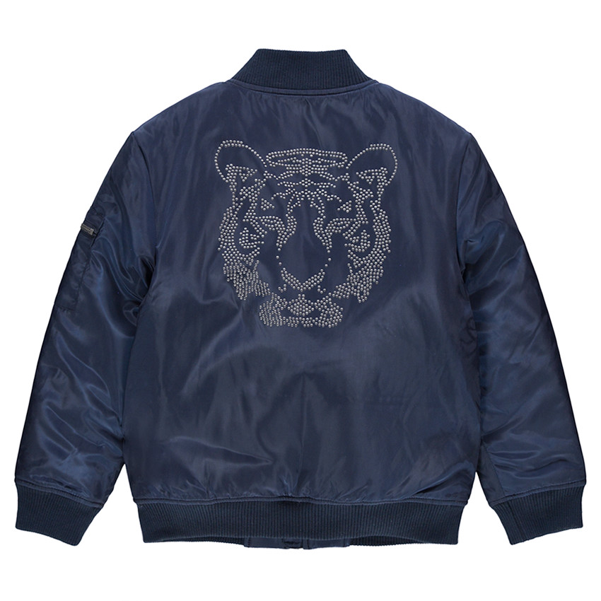 Junior - Teddy bleu uni avec doublure imprimée et poche zippée 