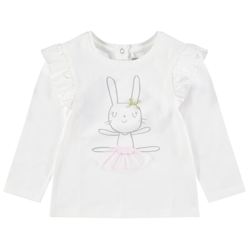 T-shirt manches longues en jersey avec lapin en tutu printé 