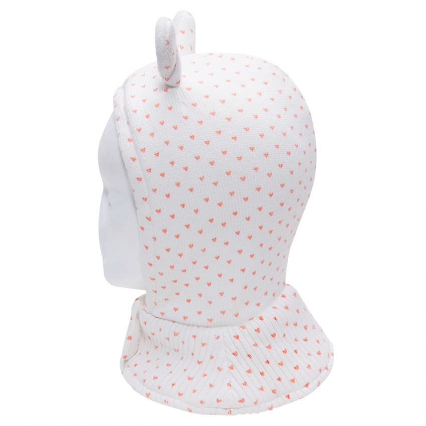 Cagoule en tricot avec oreilles en relief et coeurs  