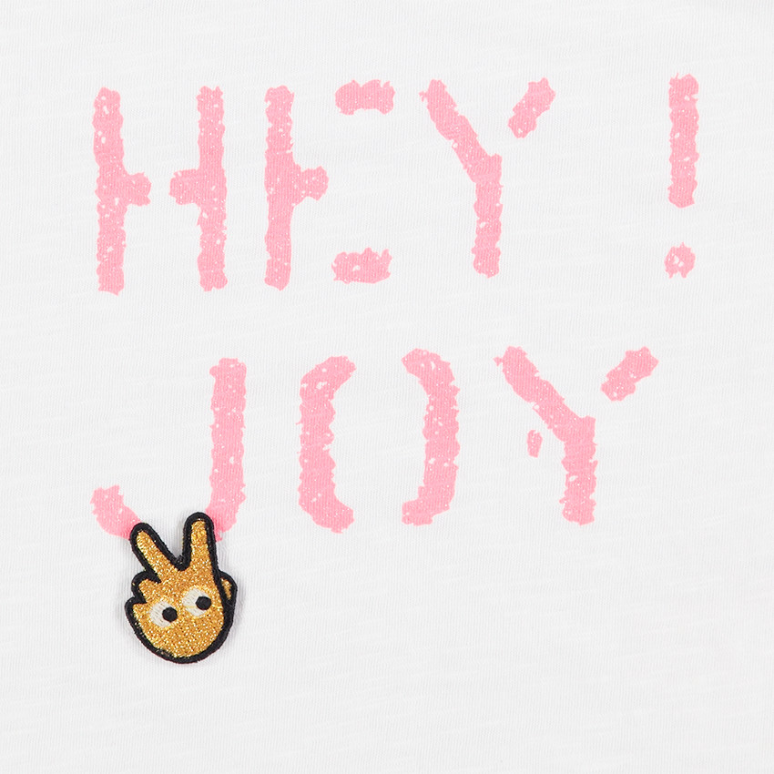 Tee-shirt manches longues en jersey avec message printé et galons frangés 