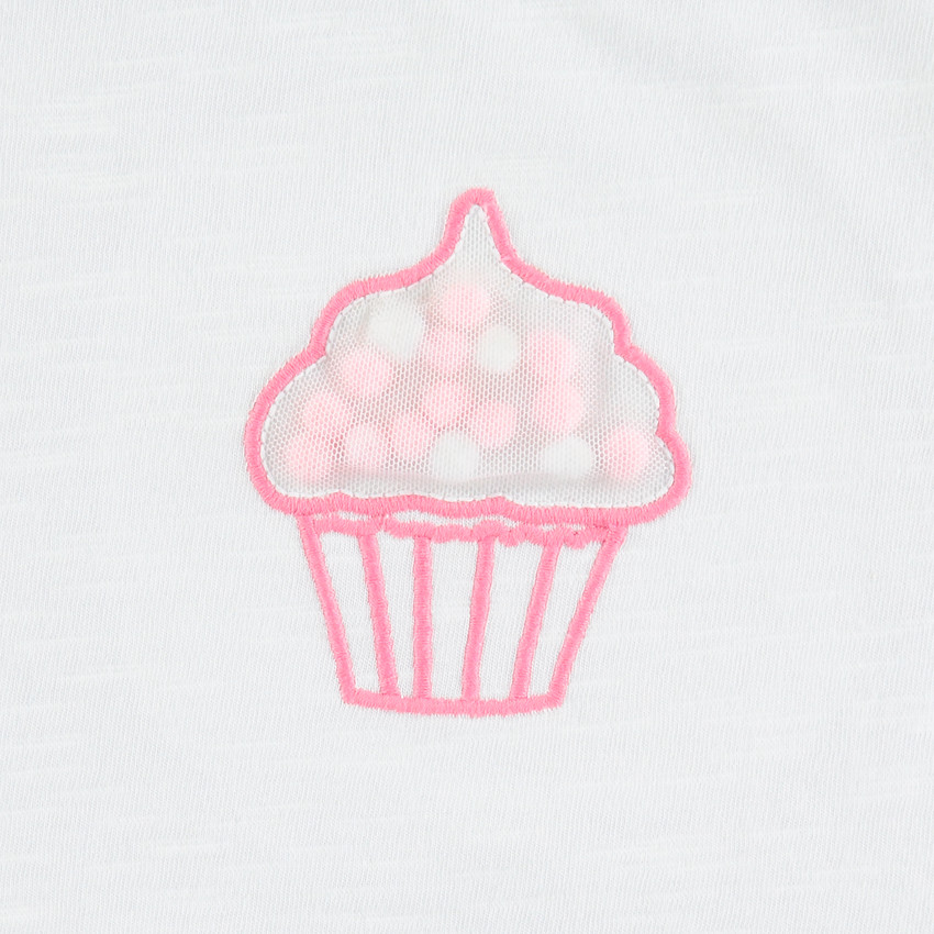 T-shirt manches longues volantées avec cupcake en tulle  