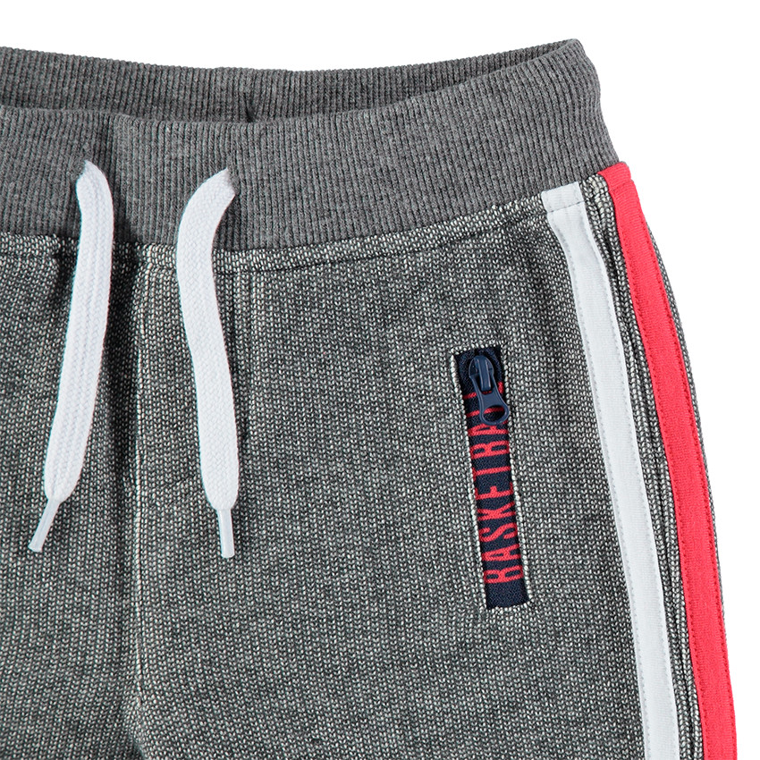 Bermuda en molleton fantaisie avec bandes appliquées 