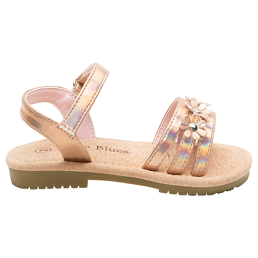 Nu-pieds avec brides irisées et fleurs du 24 au 27 