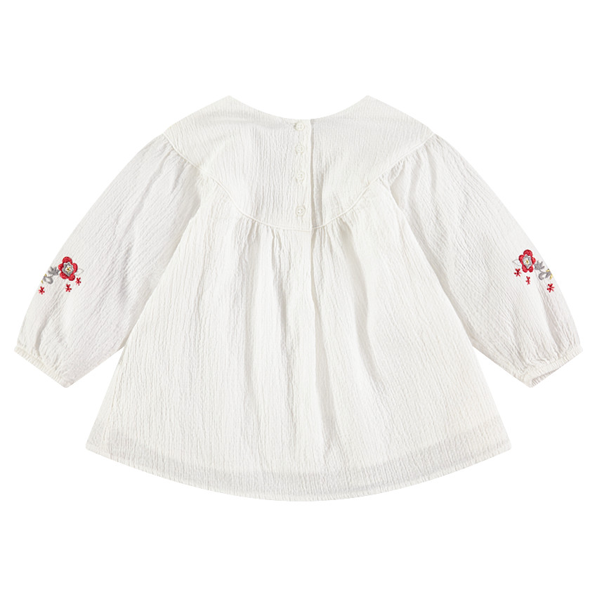 Tunique en coton fantaisie avec broderies et motifs printés 