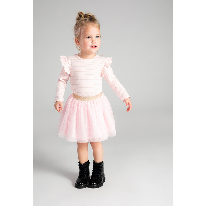 Tee-shirt manches longues en jersey à fines rayures dorées 