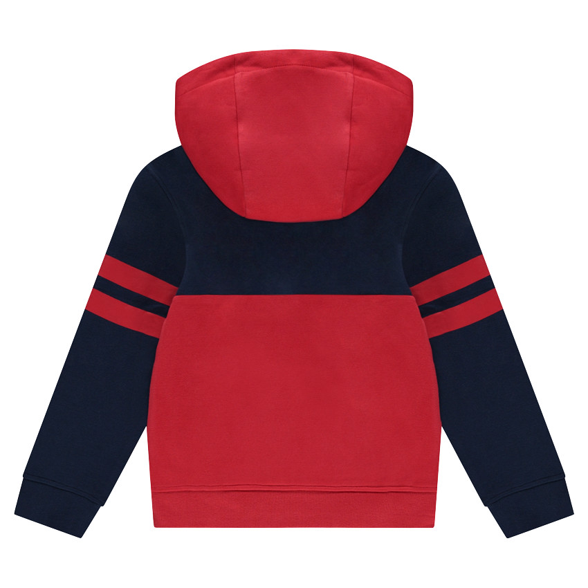 Junior - Sweat en molleton à capuche avec zip et bandes contrastées 